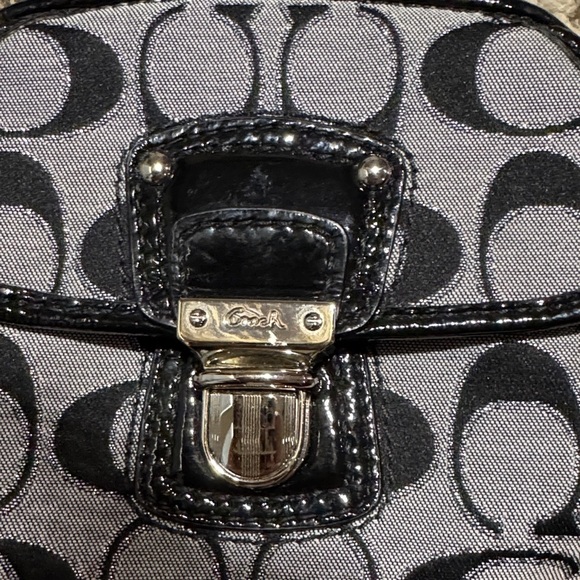 Coach Gray and Black Wristlet with Coach Logo Pattern - Picture 5 of 6